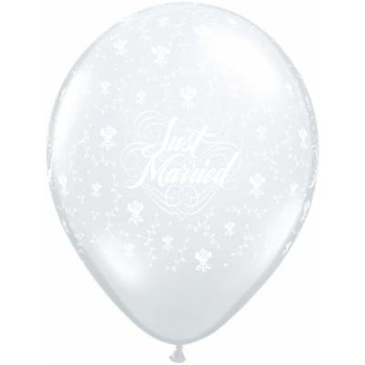 "Just Married Clear Balloons - Pack Of 50, 11" Diameter"
