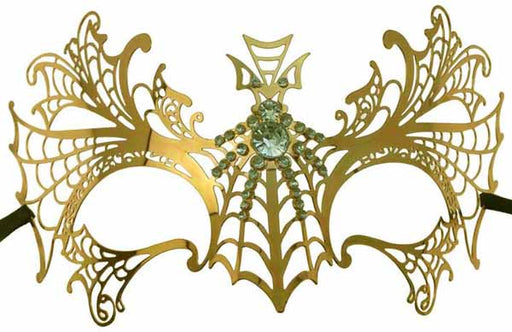 Rose Gold Metal Spider Masquerade Mask with Clear Gems