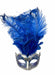 Blue & Silver Feathered Venetian Mask