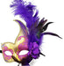 Purple & Gold Venetian Mask with Side Feathers