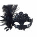 Black Gem Feather Masquerade Mask