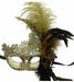 Silver Lace Masquerade Mask with Feathers