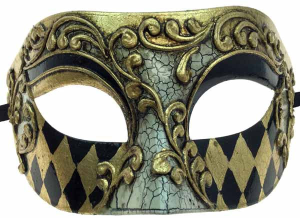 Men's Gold Venetian Plastic Masquerade Mask