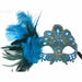 Blue Gem Feather Masquerade Mask