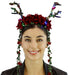 Black Antler Headband with Red Flower
