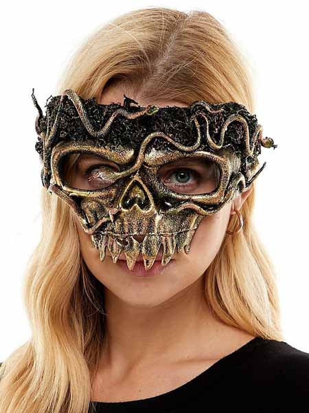 Woodland Voodoo Green Skull Half Mask