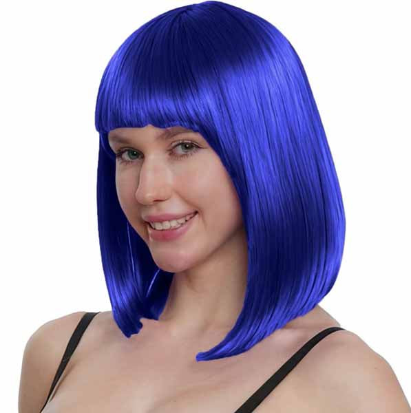 Blue Long Bob Costume Wig