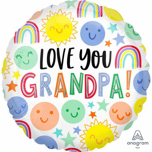Love U Grandpa Happy Faces 18" Round Balloon (5/Pk)