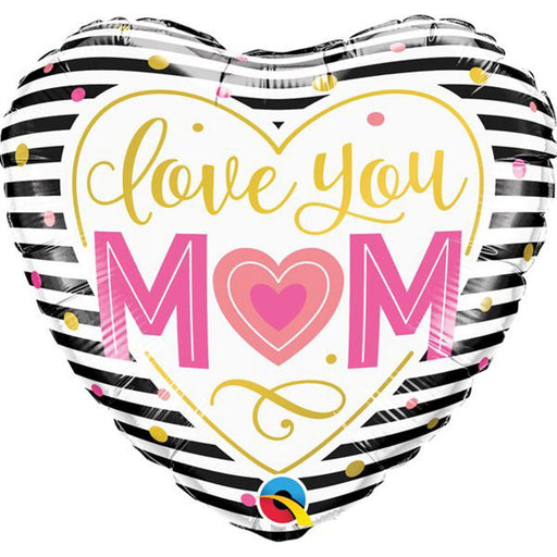 Love You Mom Heart-Shaped Striped Pillow & Gift Set
