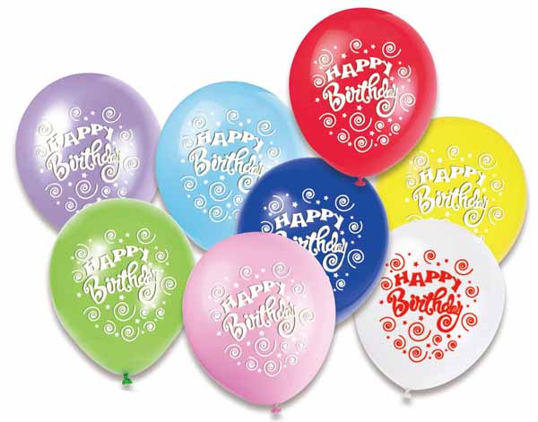 12" LATEX 8/PK ASST BIRTHDAY SWIRL TRICO