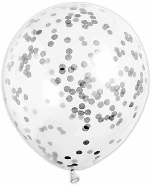 12-Inch Black Confetti Print Latex Balloons, 4-Pack