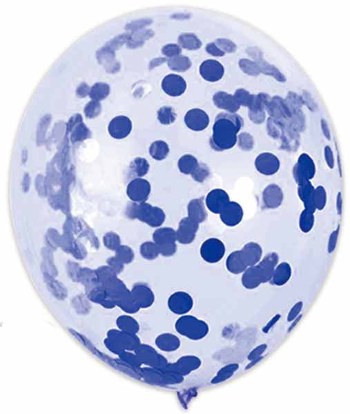 12-Inch Royal Tricolor Confetti Print Latex Balloons, 4 Pack