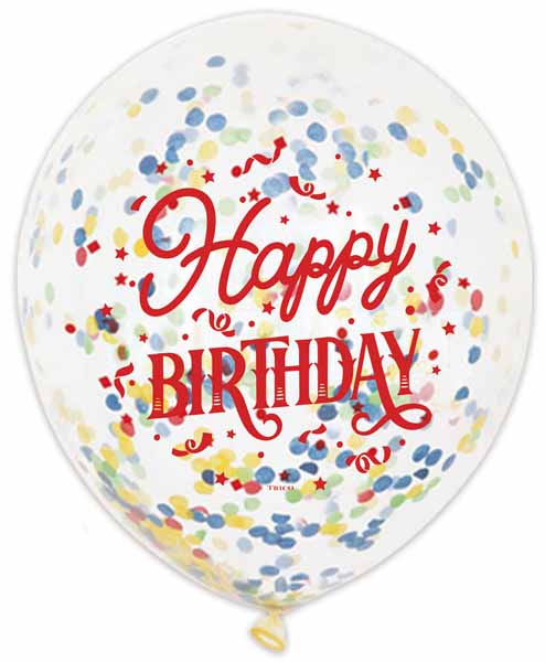 12-Inch Red Birthday Confetti Print Latex Balloons
