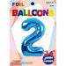 Blue Number 2 Foil Balloon, 34 Inch