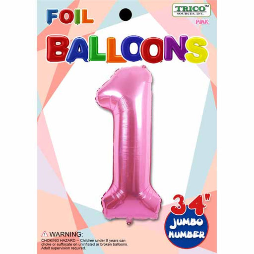 34-Inch Pink Number 1 Foil Balloon