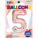 34-Inch Rose Gold Number 5 Foil Balloon