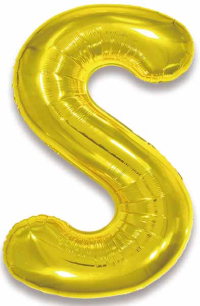 34-Inch Gold Letter S Foil Balloon