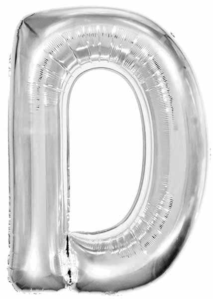34-Inch Silver Letter D Foil Balloon