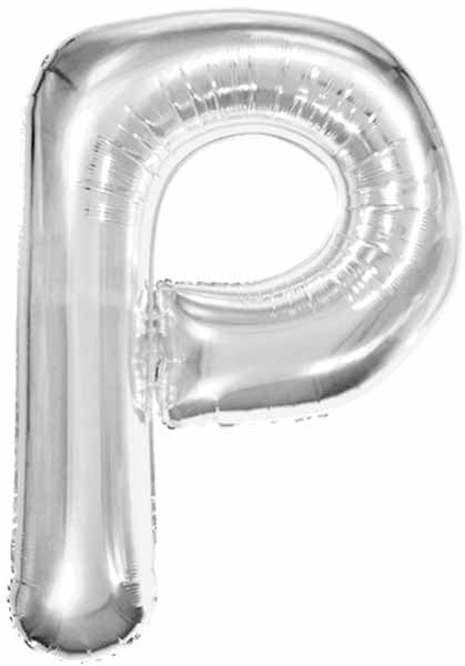 34" Silver Letter P Foil Balloon