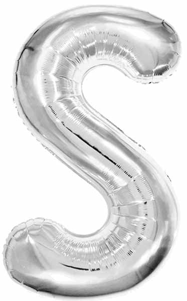 34-Inch Silver Letter S Foil Balloon