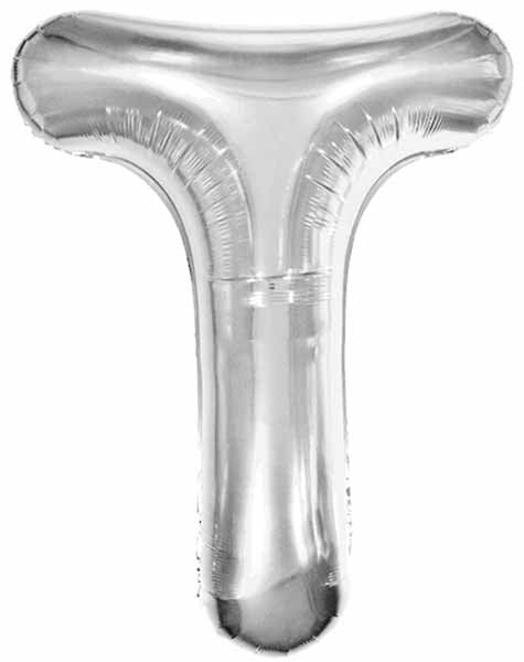 34-Inch Silver Letter T Foil Balloon