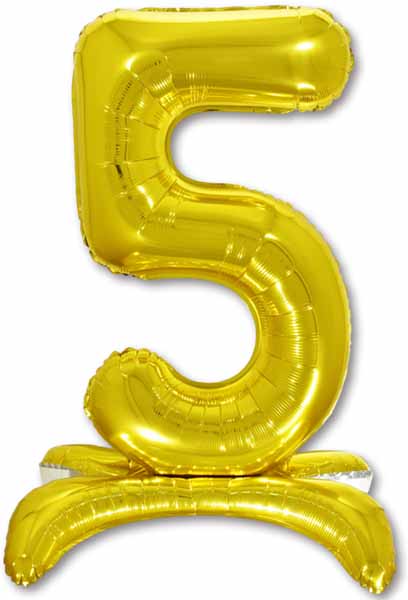 26 Inch Gold Stand Up Number 5 Balloon