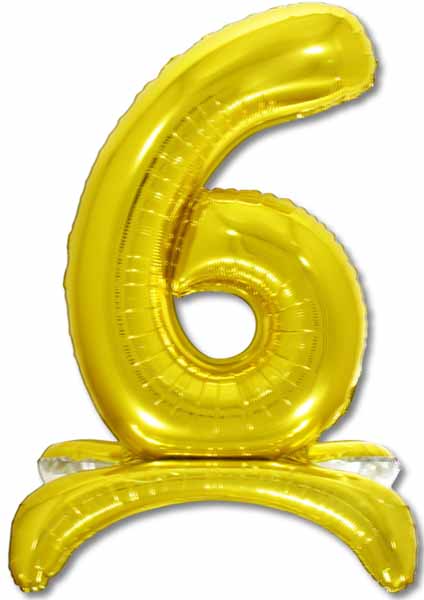 26-Inch Gold Stand-Up Number 6 Balloon