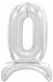 26-Inch Silver Stand-Up Number 0 Balloon