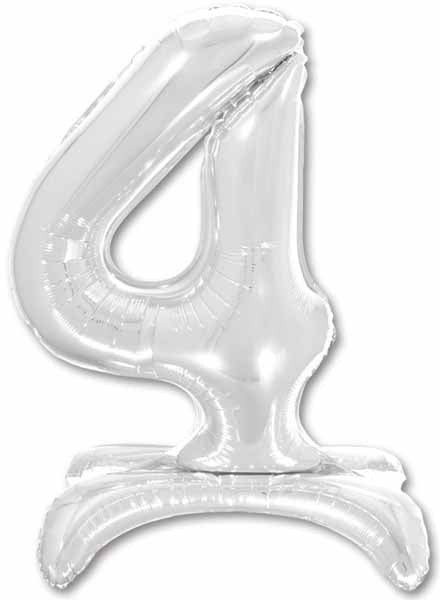 26-Inch Silver Stand-Up Number 4 Balloon