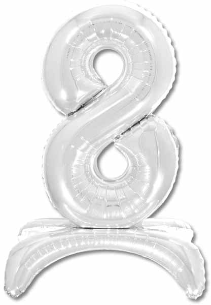 26-Inch Silver Stand-Up Number 8 Balloon