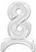 26-Inch Silver Stand-Up Number 8 Balloon