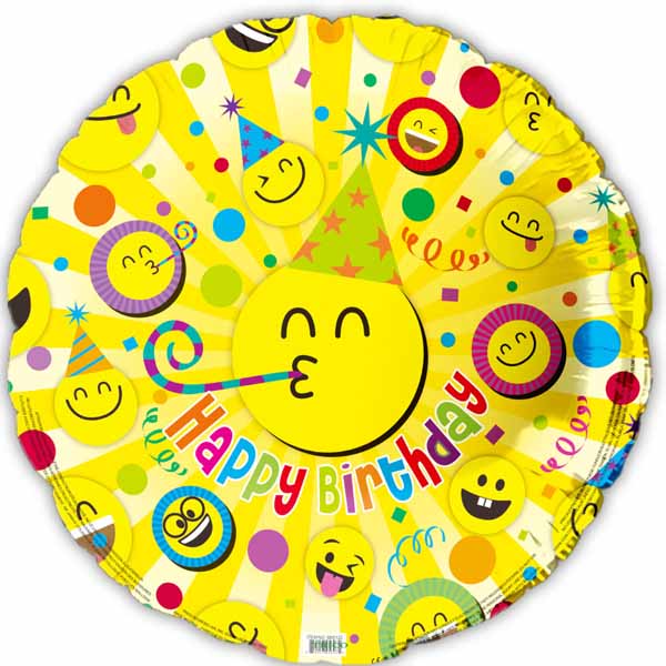 Happy Birthday Smile Face 18" Foil Balloon