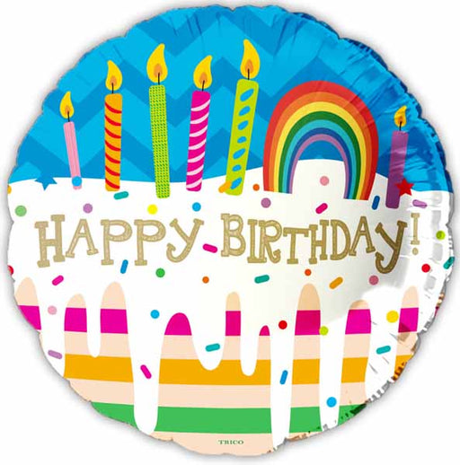 Happy Birthday Rainbow Cake 18-Inch Foil Balloon