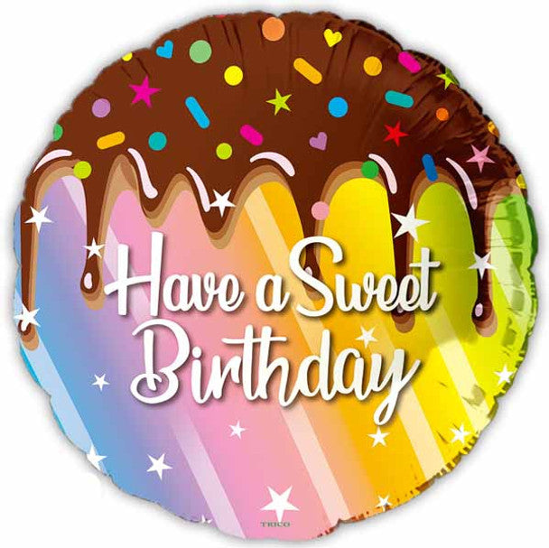 Have A Sweet Birthday Chocolate & Sprinkles 18" Round Foil Balloon (5/pk)