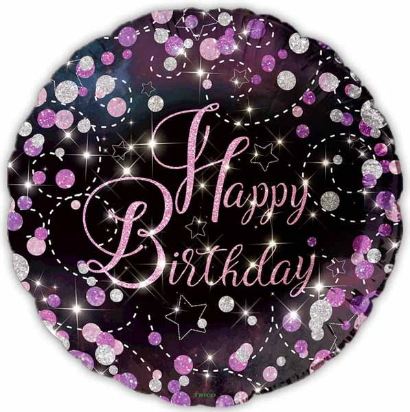 Happy Birthday Pink Dots 18-Inch Foil Balloon