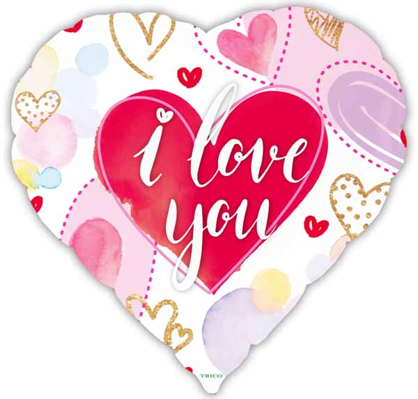 I Love You Pastel Heart Foil Balloon, 18 Inch