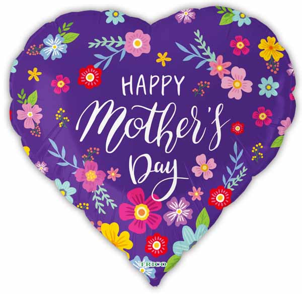 Purple Heart Mother's Day Foil Balloon, 18 Inch