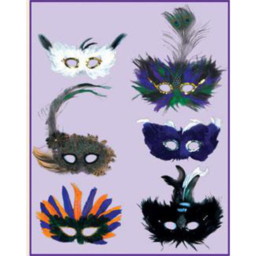 "Majestic Fanci Feath Mask Set - 6 Assorted (1/P)"