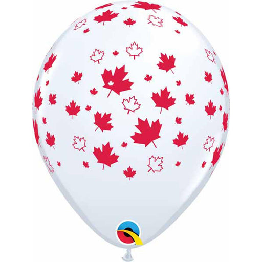 Maple Leaf Patterned White 11" Balloons (50-Pack)