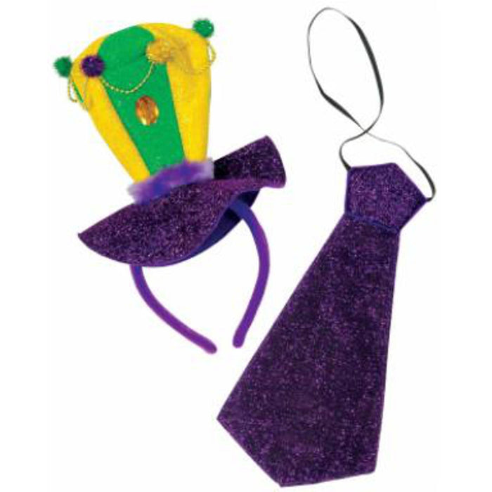 Mardi Gras Headband & Necktie Set (1/Pk)