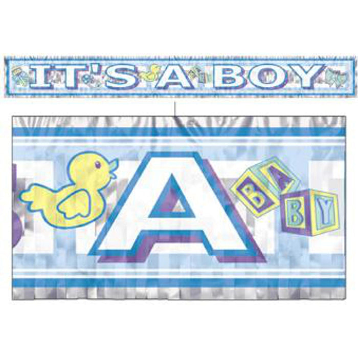 "Metallic It'S A Boy Banner - Celebrate In Style!"