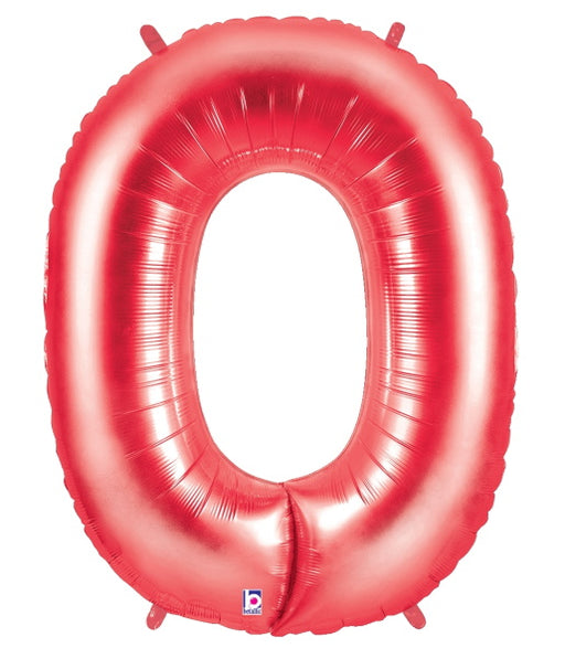 Red Number 0 Megaloon Balloon, 40 Inch