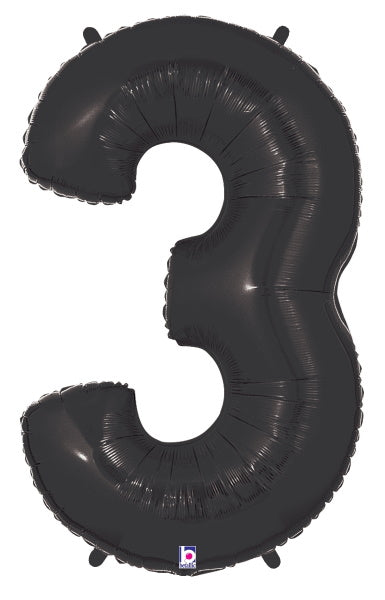 Black Number 3 Megaloon Balloon, 40 Inch