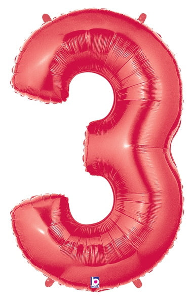 40-Inch Red Number 3 Megaloon Balloon