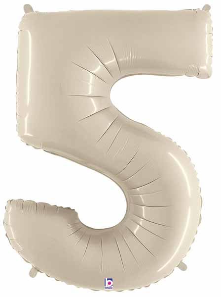 Megaloon Number 5 Balloon in White Sand, 34 Inch