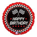 Checkered Flag Birthday 18-Inch Round Foil Balloon