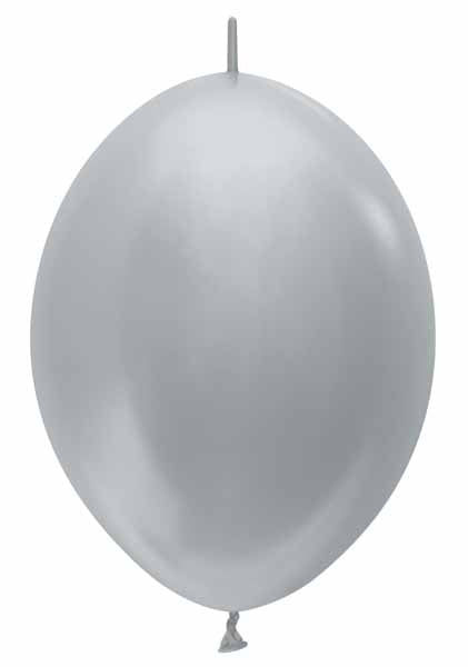 Metallic Silver 6" Link-O-Loon Latex Balloons, 50 Pack