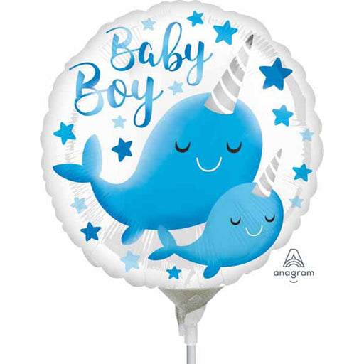 "Narwhal Baby Boy Foil Balloon - 4" Round A10 Size"