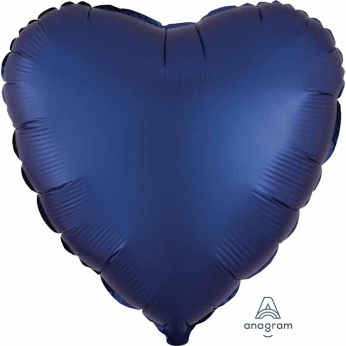 Navy 18" Heart Satin Luxe S18 Flat Sheet.