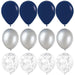 Navy Blue and Silver Balloon Bouquet - 24ct